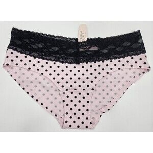 VICTORIA’S SECRET Soft Cotton blend Lace Low Rise Hip Hugger Panty Size S/P Pink